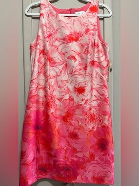 Eliza J Pink & Coral Floral Shift Dress Size 10